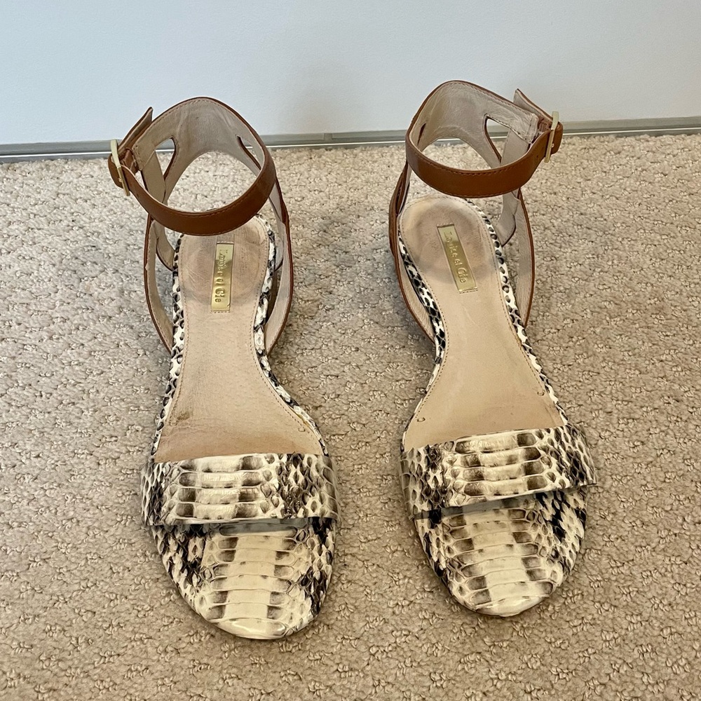 Louise et Cie Ankle Strap Snakeskin Sandals